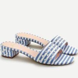 J Crew Florence block-heel mules jewel detail Sz 8